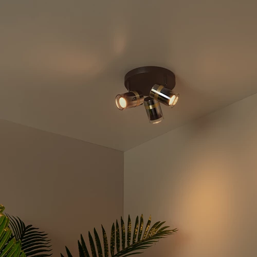 Lucide UPTON - Spot plafond - 3xGU10 - Fumé - ambiance 1